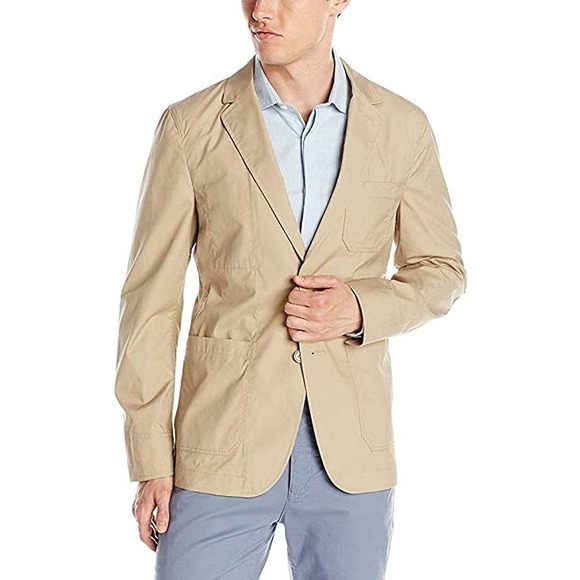New Jack Spade Size 46 Ralston Utility Blazer Jacket Khaki Tan Cotton 2 Button